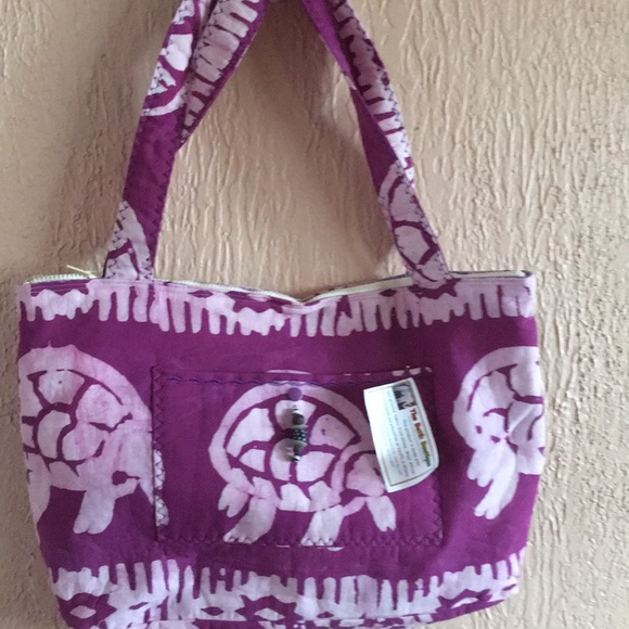 Handmade Batik Purse " Purple Turtle" - Picture 1 of 3